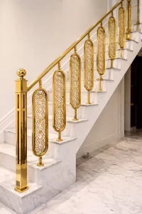 PVD Gold Coated Stainless Steel Interior Railing Design