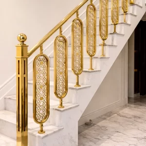 PVD Gold Coated Stainless Steel Interior Railing Design